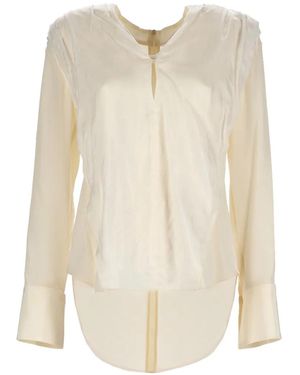Victoria Beckham Silk Long-Sleeve Top - White