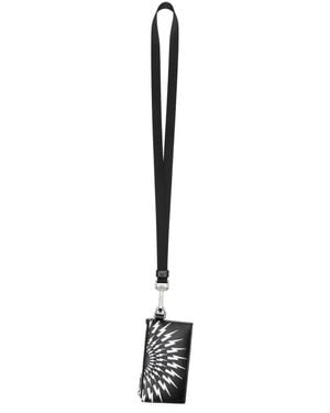 Neil Barrett Thunderbolt-Print Leather Card Holder - Black