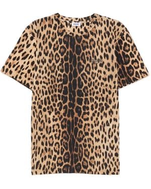 Moschino Leopard-Print Logo-Print T-Shirt - White