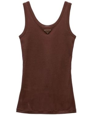 Prada Trägershirt Aus Geripptem Strick - Braun