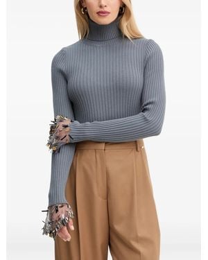 SIMONA CORSELLINI Embellished Turtleneck Jumper - Blue