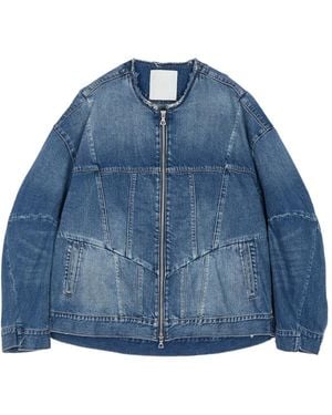 JNBY Oversized Collarless Denim Jacket - Blue