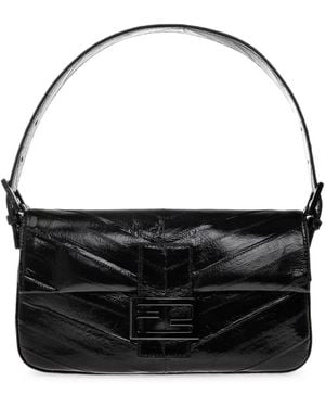 Fendi Baguette Leather Tote Bag - Black