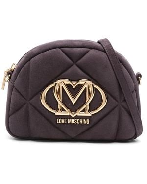 Love Moschino Quilted Logo-Plaque Crossbody Bag - Gray