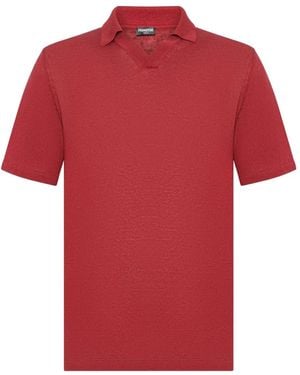 Franzese Collection V-Neck Ribbed T-Shirt - Red
