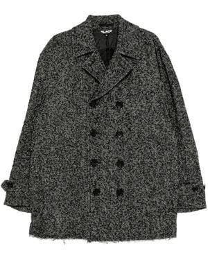 COMME DES GARÇON BLACK Doppelreihiger Mantel mit Fischgrätenmuster - Grau