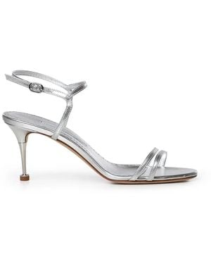 Manolo Blahnik Metallic Strappy Sandals - White