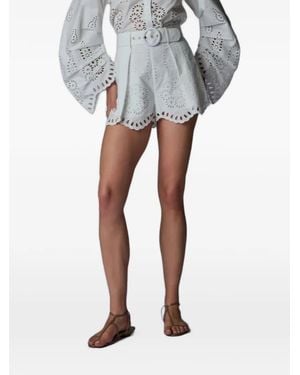 Hevron Lexie Belted Shorts - Gray