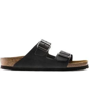 Birkenstock Arizona Oiled-Leather Two-Strap Sandals - Black