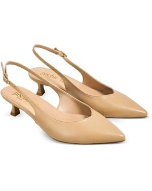 Poche Paris Pointed-Toe Slingback Pumps - Natural
