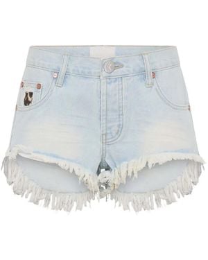 One Teaspoon Frayed Denim Shorts - Blue