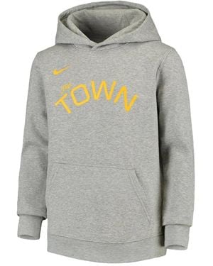 Nike Nba Golden State Warriors Earned Edition Logo Essential Pullover Hoodie - グレー