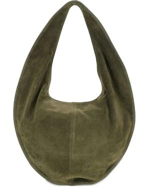 Maeden Suede Half-Moon Shoulder Bag - Green
