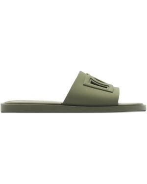 Dolce & Gabbana Embossed-Logo Slides - Green