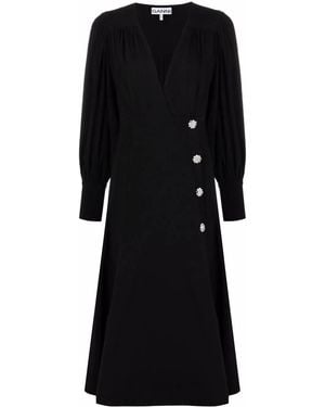 Ganni Melange Suiting Dress - Black