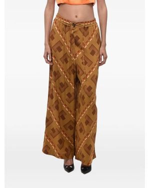 Pierre Louis Mascia Pantalones Palazzo Con Estampado Geométrico - Marrón