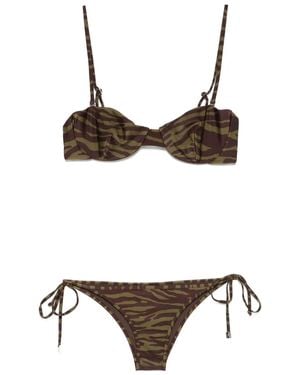 The Attico Bikini Mit Zebra-Print - Braun