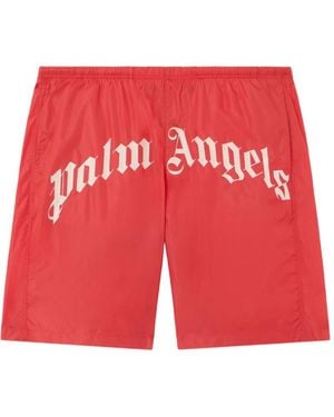 Palm Angels Badeshorts Mit Logo - Rot