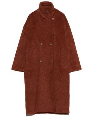 Bimba Y Lola Burnt- Fur Midi Coat - Red