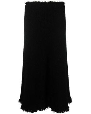 Alberta Ferretti Fringe-Trim Detail Tweed Skirt - Black