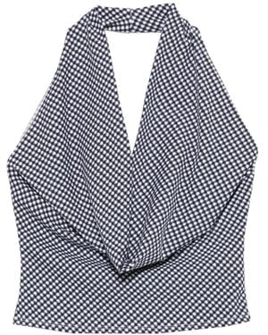 Frankie's Bikinis Jay Gingham Halterneck Top - Blue