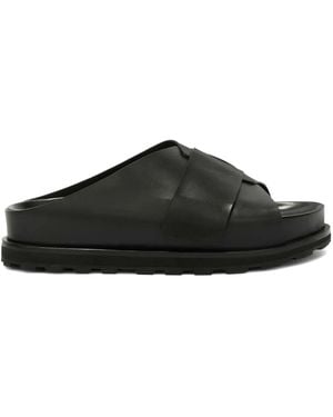 Jil Sander Slip-On Leather Slides - Black