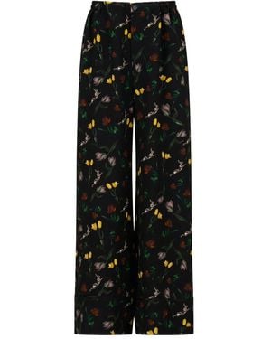 Marni フローラル ワイドパンツ - ブラック
