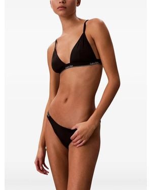 Calvin Klein Logo-Tape Bikini Top - Black