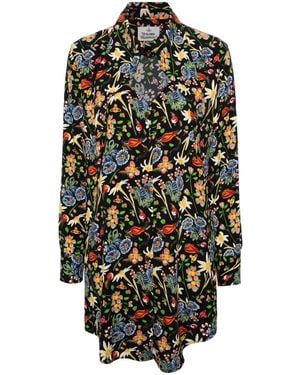 Vivienne Westwood Heart Floral-Print Shirt Minidress - Multicolour