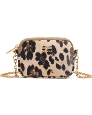 Bimba Y Lola Leopard-Print Chain-Strap Coin Purse - White