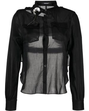 Undercover Cut-Out Detailing Cotton Blend Shirt - Black