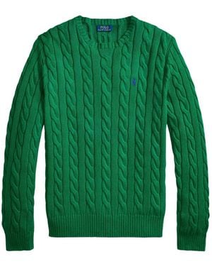 Polo Ralph Lauren Pony -Embroidered Cable-Knit Jumper - Green