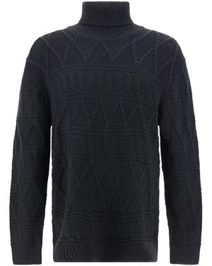 ZEGNA ケーブルニット セーター - ブルー