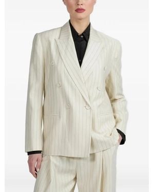 The Sei Pinstriped Double-Breasted Blazer - White