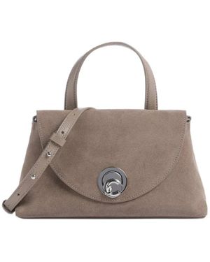 Coccinelle Small Nikla Suede Leather Tote Bag - Grey