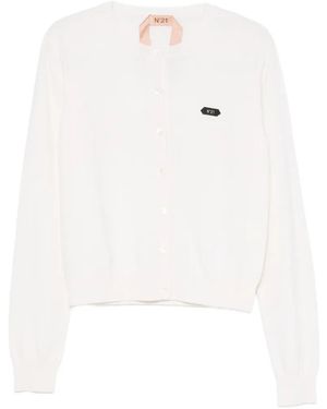 N°21 Cardigan Mit Logo-Patch - Weiß