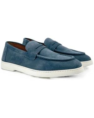 Doucal's Suede Penny-Strap Loafers - Blue