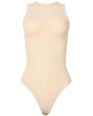 Wolford Infinite Rose Body Aus Netz - Weiß