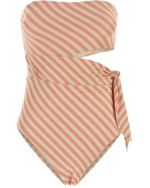 Zimmermann Cascadian Embroidered Striped Swimsuit - Pink