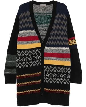 Yohji Yamamoto Cardigan En Maille Intarsia Patchwork - Black