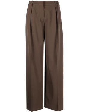 Calvin Klein Tailored Wide-Leg Twill Trousers - Brown