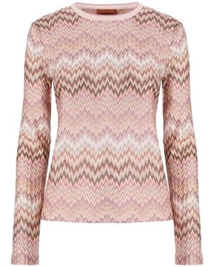 Missoni Long-Sleeve Viscose Sweater With Snake Motif - Pink
