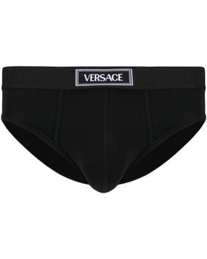 Versace 90S Slip Mit Logo-Bund - Schwarz