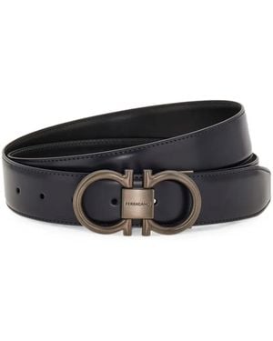 Ferragamo Reversible And Adjustable Gancini Belt - Black