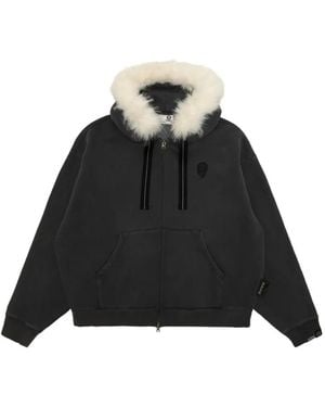 Aape By A Bathing Ape Aapeunvs Hoodie Mit Besatz Aus Faux Fur Und Logo-Stickerei - Schwarz