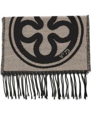 V73 Ausgefranster Schal Mit Logo-Print - Schwarz