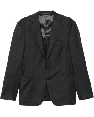 Canali Single-Breasted Wool Jacket - Black
