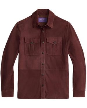 Ralph Lauren Chest-Pockets Suede Overshirt - Red
