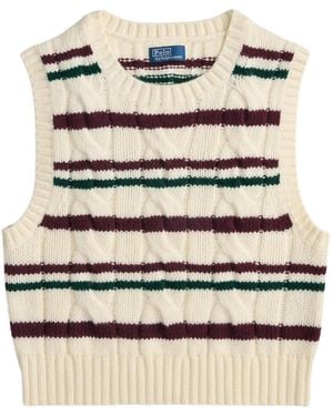 Polo Ralph Lauren Cable-Knit Striped Vest - Natural