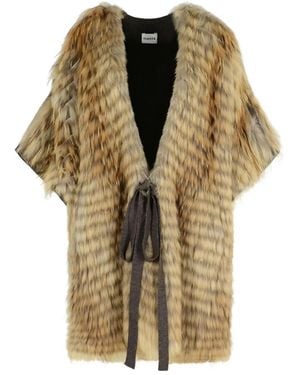 P.A.R.O.S.H. Fur-Trimmed Wool Coat - Brown